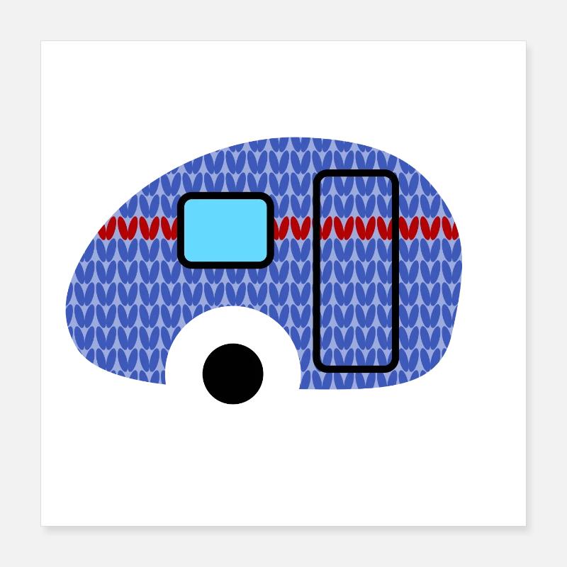 Caravan Strickmuster Wohnwagen Camping Winter Poster 40x40 cm