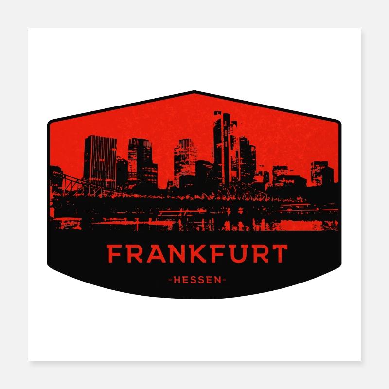 Frankfurter Skyline Patch Rot Schwarz Poster 40x40 cm
