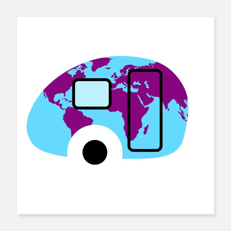 Caravan World Map Caravan Camping Globetrotter Poster 16" x 16" (40x40 cm)