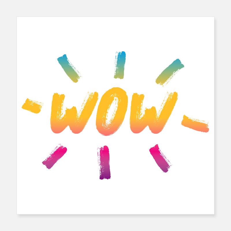 WOW Brush Rainbow Handwriting Enthusiasm Fun Poster 16" x 16" (40x40 cm)
