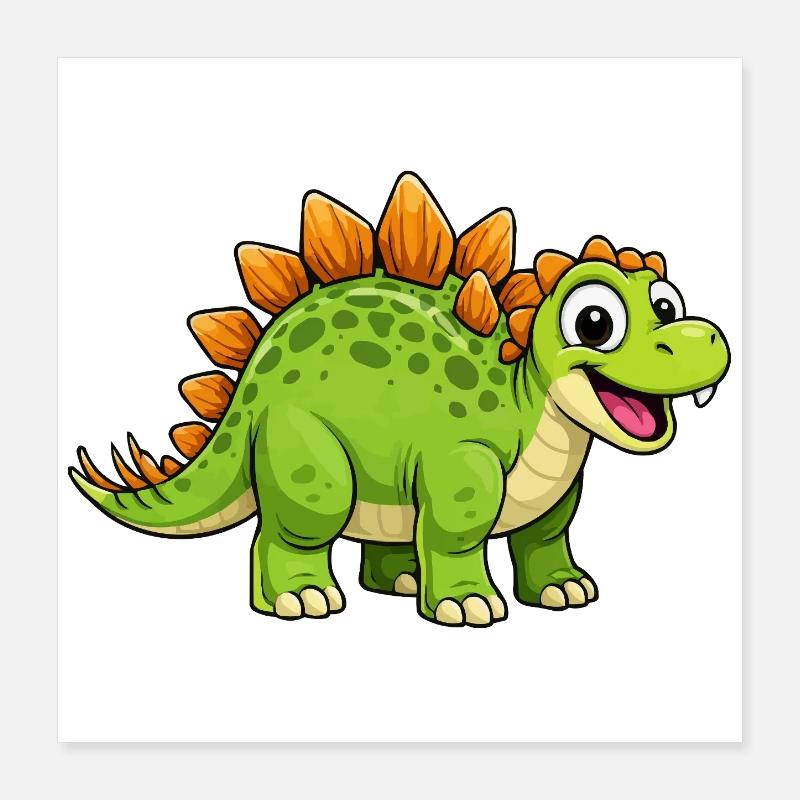 Cheerful Dino Stegosaurus Poster 16" x 16" (40x40 cm)