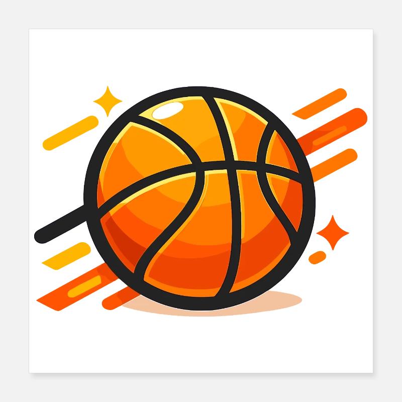 Basketball dynamique Orange néon Poster 40 x 40 cm