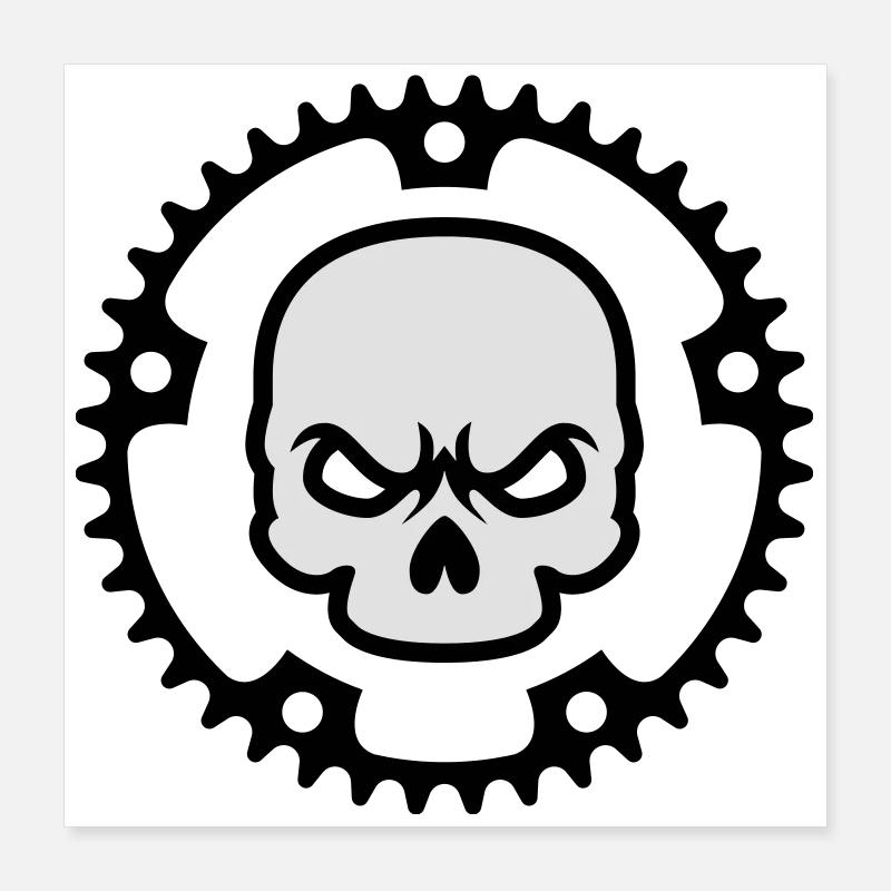 Crâne de cyclisme Poster 40 x 40 cm