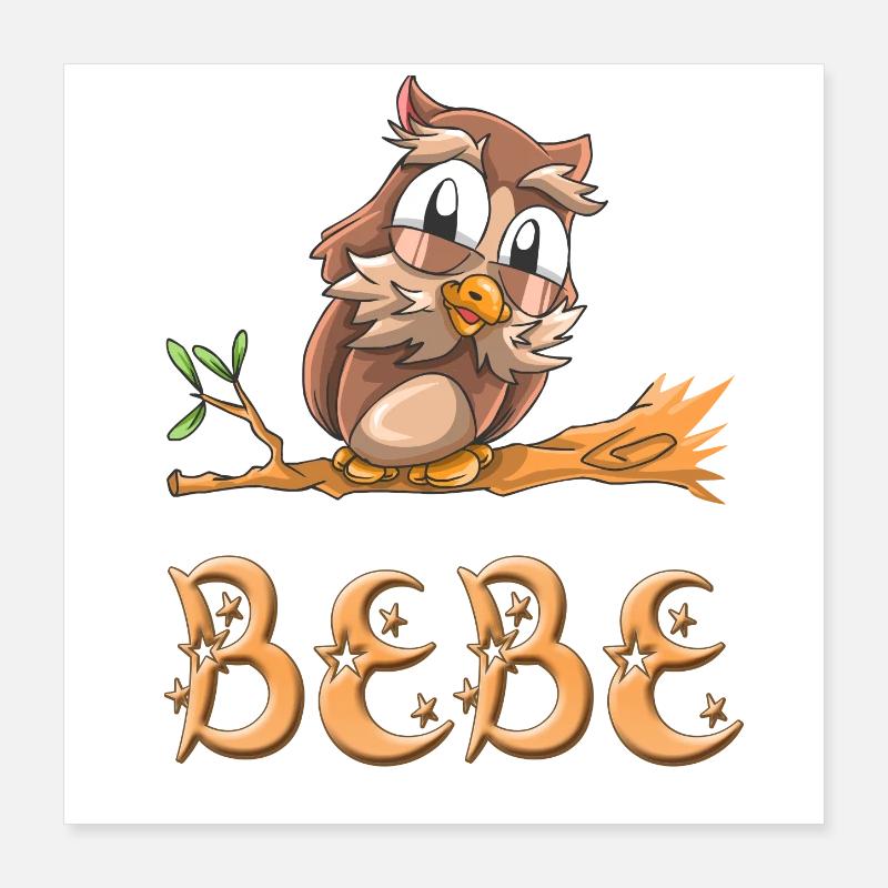 Hibou Bebe Poster 40 x 40 cm