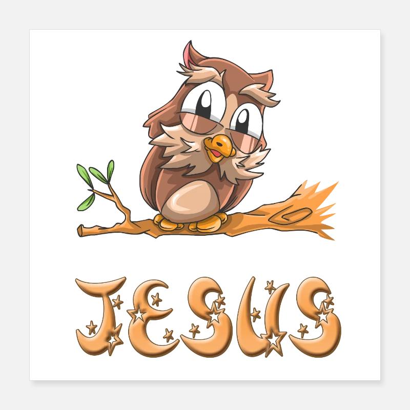 Eule Jesus Poster 40x40 cm