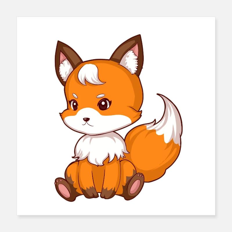 Süsser sitzender Fuchs Poster 40x40 cm