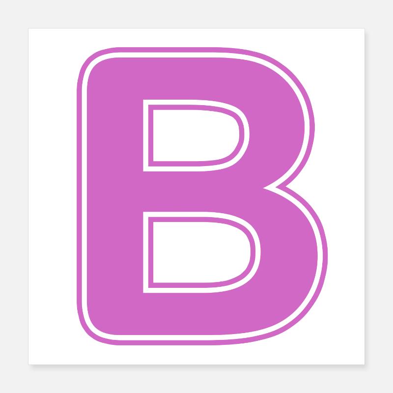 B Lettre Alphabet Nom Épeller Cadeau Poster 40 x 40 cm