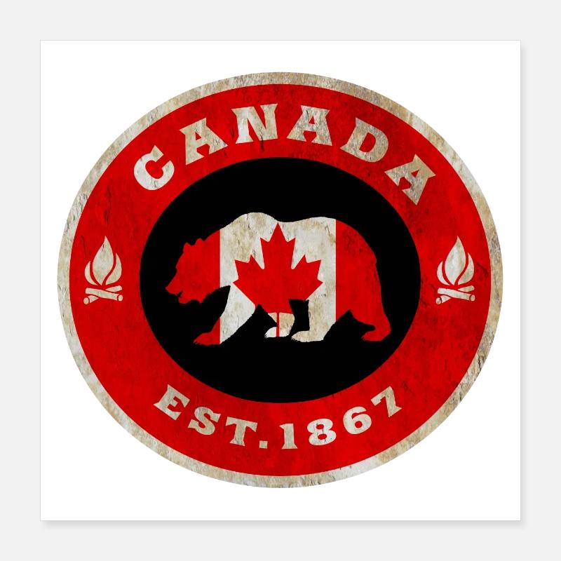 Canada Bear Vintage / Gift Poster 16" x 16" (40x40 cm)