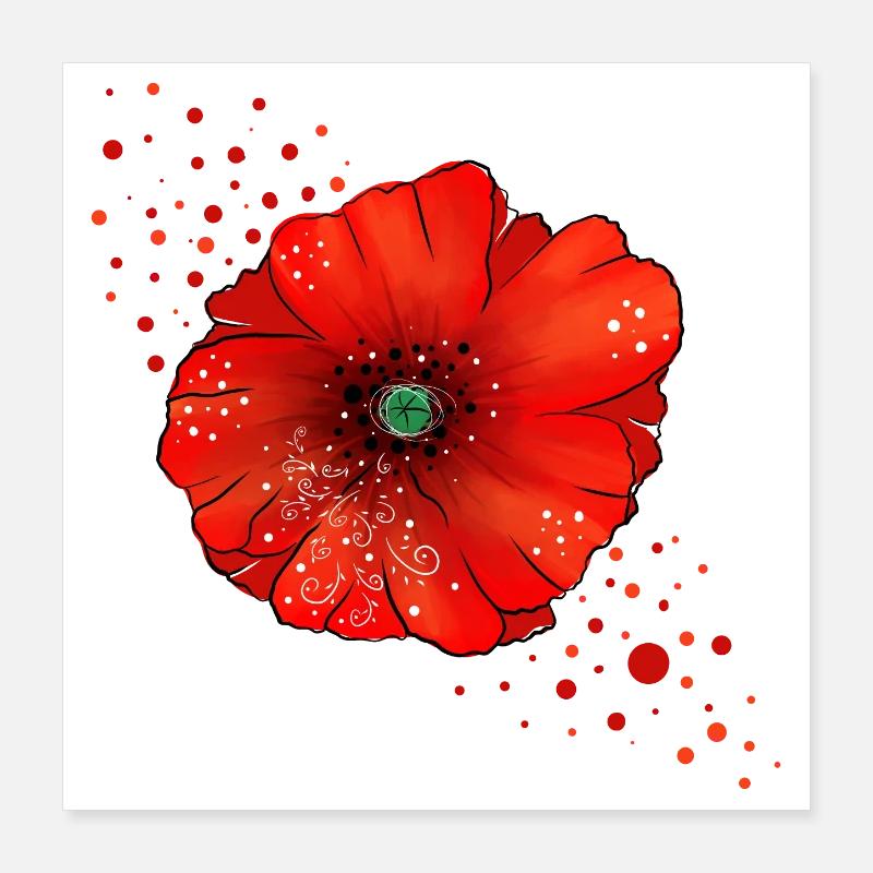 Mohnblume Poppy Kunst Poster 40x40 cm