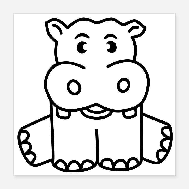 Hippo Poster 16" x 16" (40x40 cm)