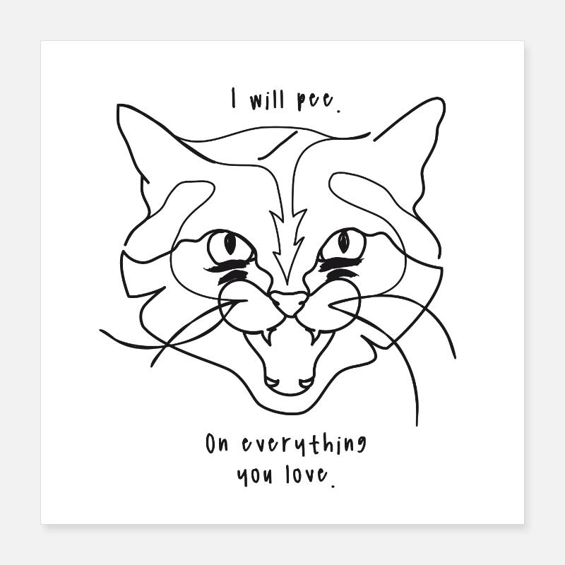 Katzen Meme - Pee Poster 40x40 cm
