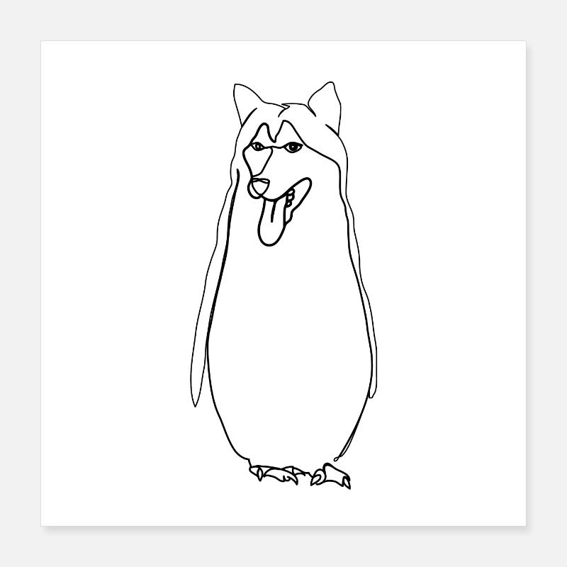 Pingouin Husky Poster 40 x 40 cm