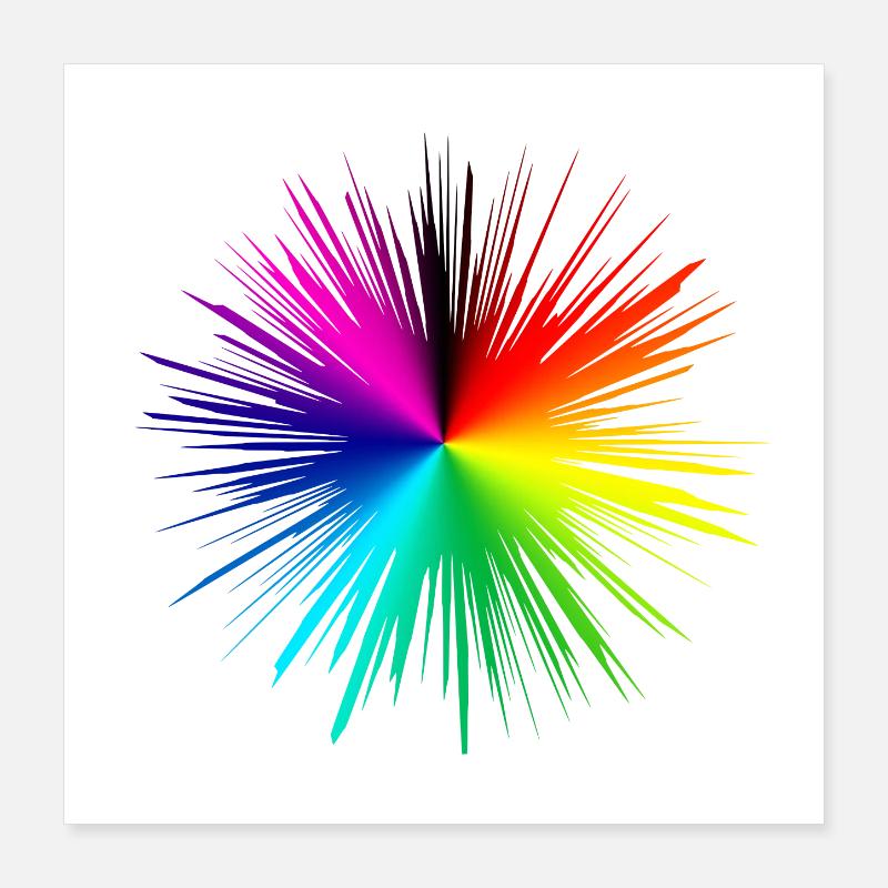 Explosion de couleur rafale radiale Poster 40 x 40 cm