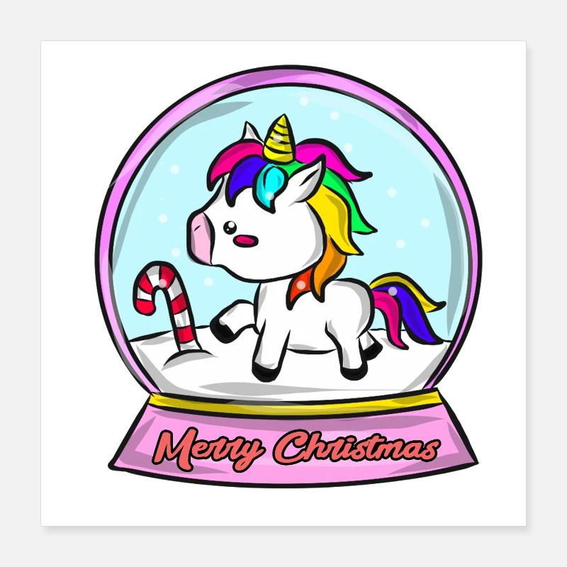 Weihnachten Einhorn Poster 40x40 cm