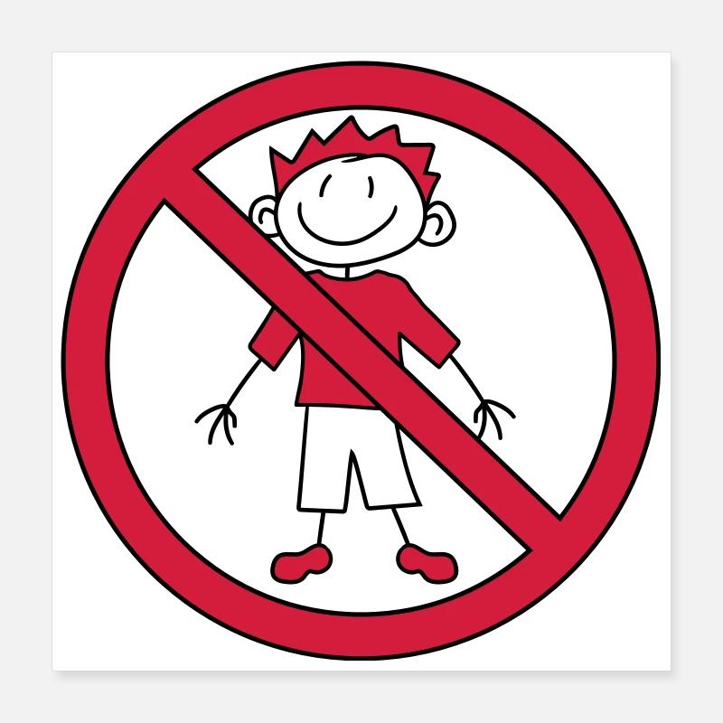 forbidden sign zone no child painted scribble com Poster 16" x 16" (40x40 cm)