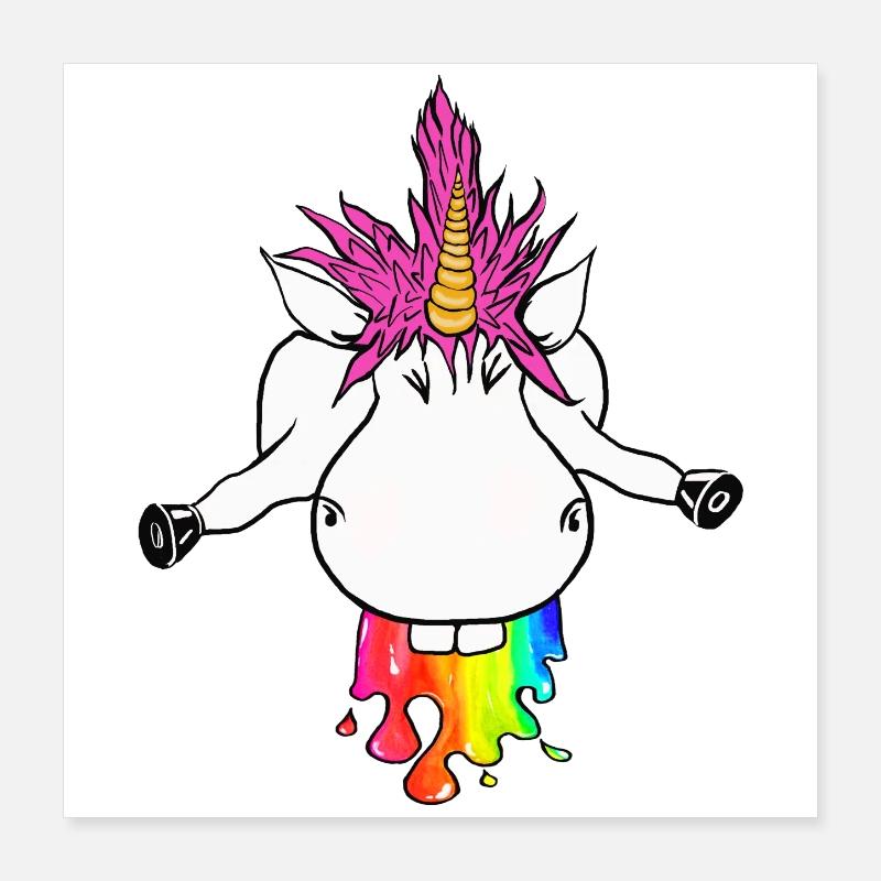 Regenbogen Einhorn Farbklecks Regenbogenkotze Poster 40x40 cm