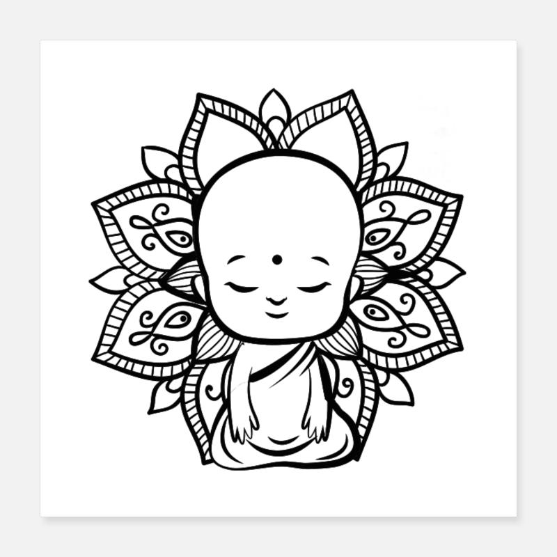Bouddha - Poster 40 x 40 cm - blanc