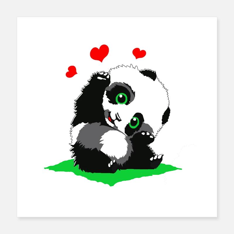 Kuschelpanda mit Herzchen Poster 40x40 cm