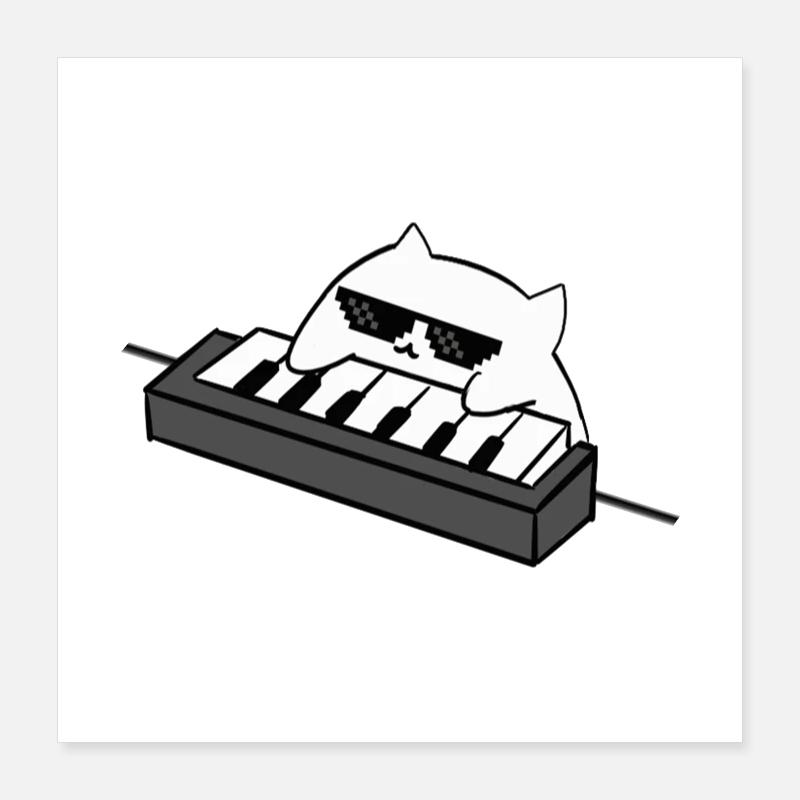 Katzen DJ am Keyboard Poster 40x40 cm