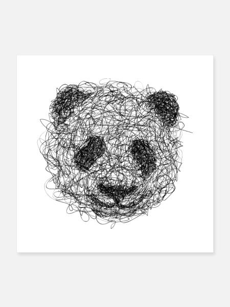 Panda-Poster - Poster 40x40 cm - Weiß