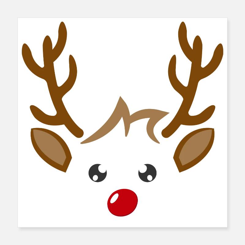 Visage de garçon de renne mignon Noël Noël Poster 40 x 40 cm