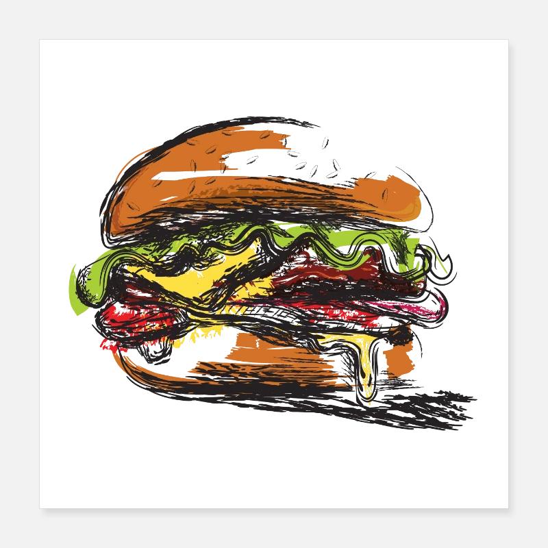 Hamburger-Stuffed Sandwich Poster Poster 16" x 16" (40x40 cm)