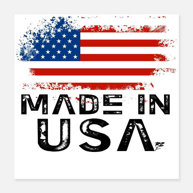 Drapeau Made in USA Poster 40 x 40 cm