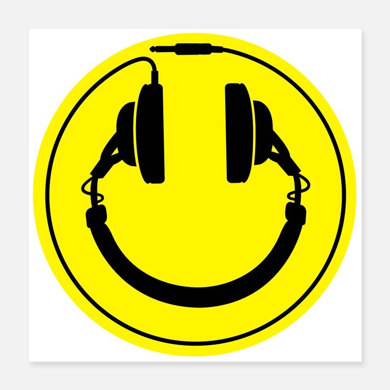 Smiley-Kopfhörer Poster 40x40 cm