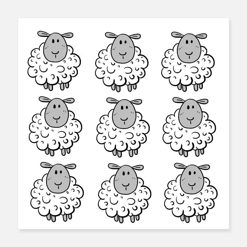 Funny Sheep Herd I Sheep I Sheep I Gift Poster 16" x 16" (40x40 cm)