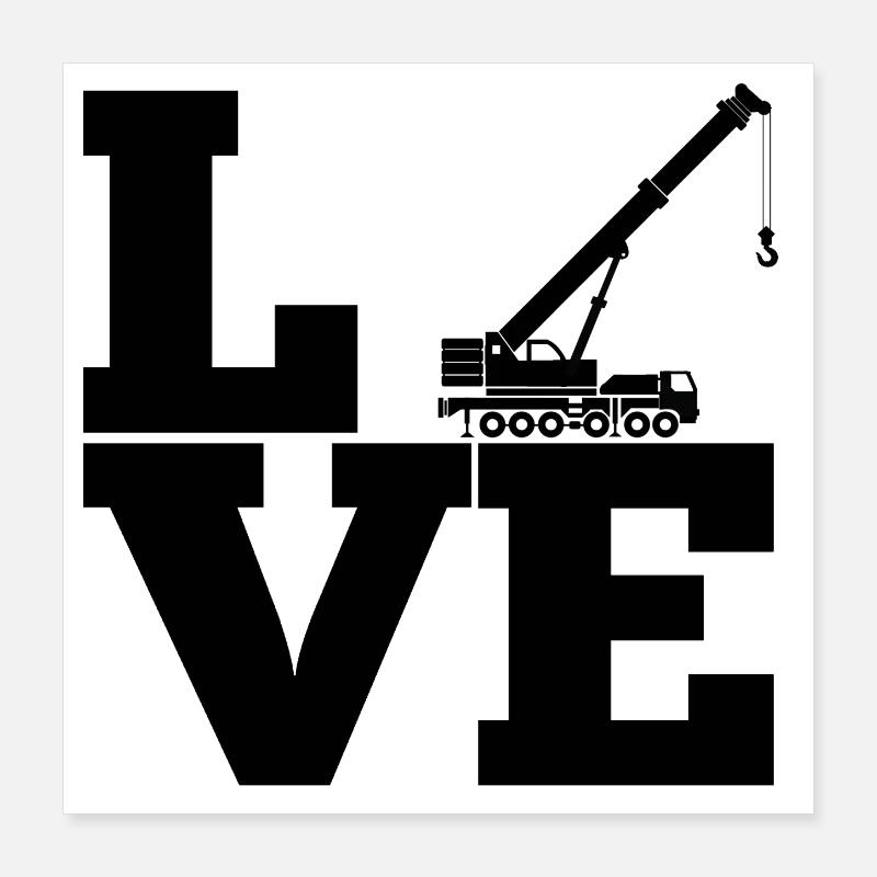 Grue de construction machine de construction véhicule travail cadeau Poster 40 x 40 cm