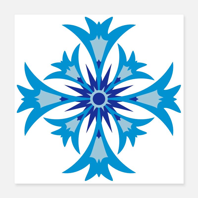 Une fleur stylisée de bleuet Poster 40 x 40 cm