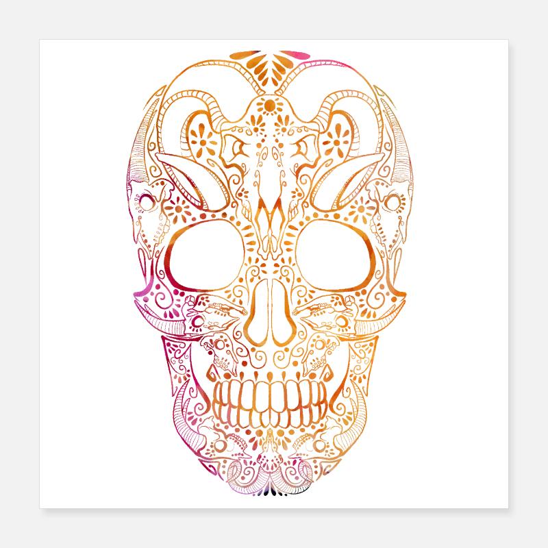 Colored Skull Ornament Poster 16" x 16" (40x40 cm)