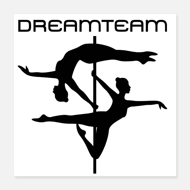 Duo Pole Dance Silhouette Poster 16" x 16" (40x40 cm)