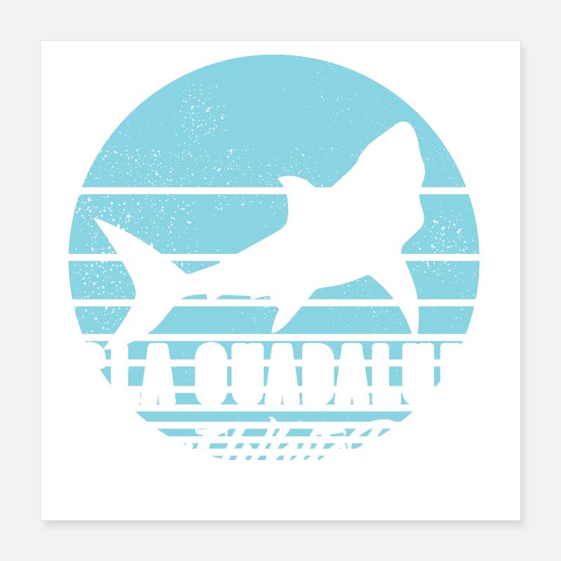 Isla Guadalupe Great White Shark Dives Poster 16" x 16" (40x40 cm)