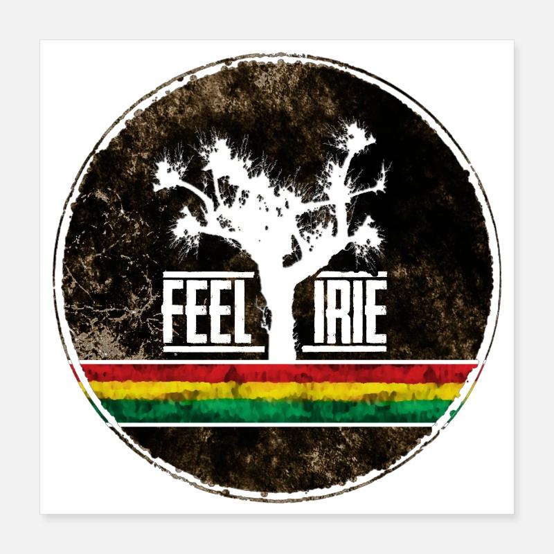 Feel Irie Tree with Reggae Stripes Poster 16" x 16" (40x40 cm)