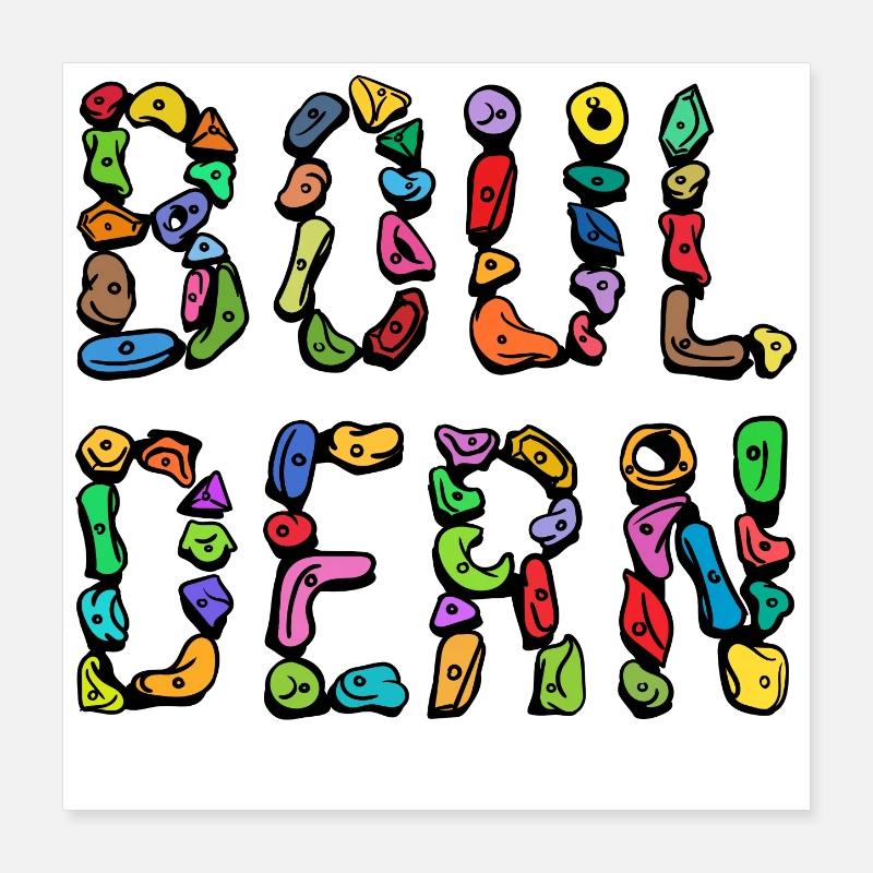 Bouldern Boulder Klettern Schrift Bergsteigen Poster 40x40 cm