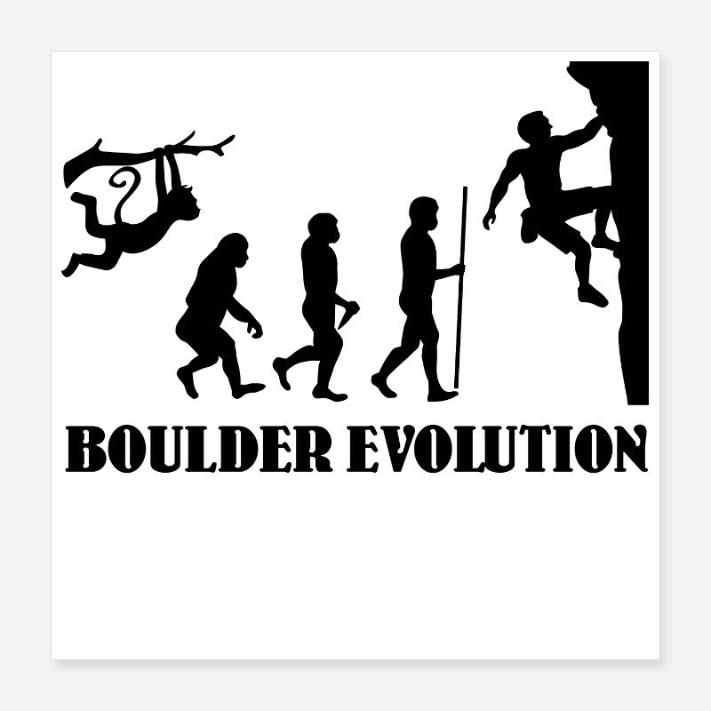 Boulder Evolution Klettern Bergsteigen Boulderer Poster 40x40 cm