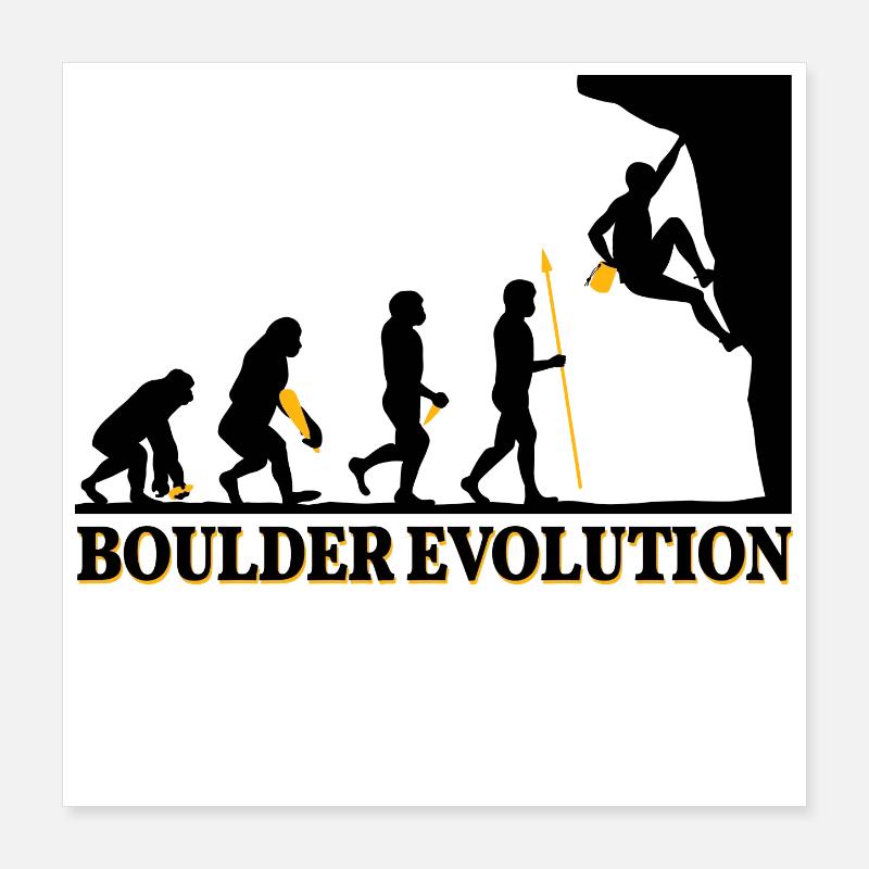 Boulder Evolution climbing mountaineering spell Poster 16" x 16" (40x40 cm)