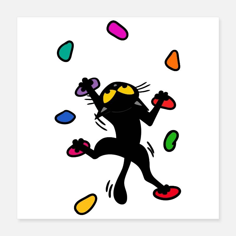 Rocher chat chaton escalade montagne drôle Poster 40 x 40 cm