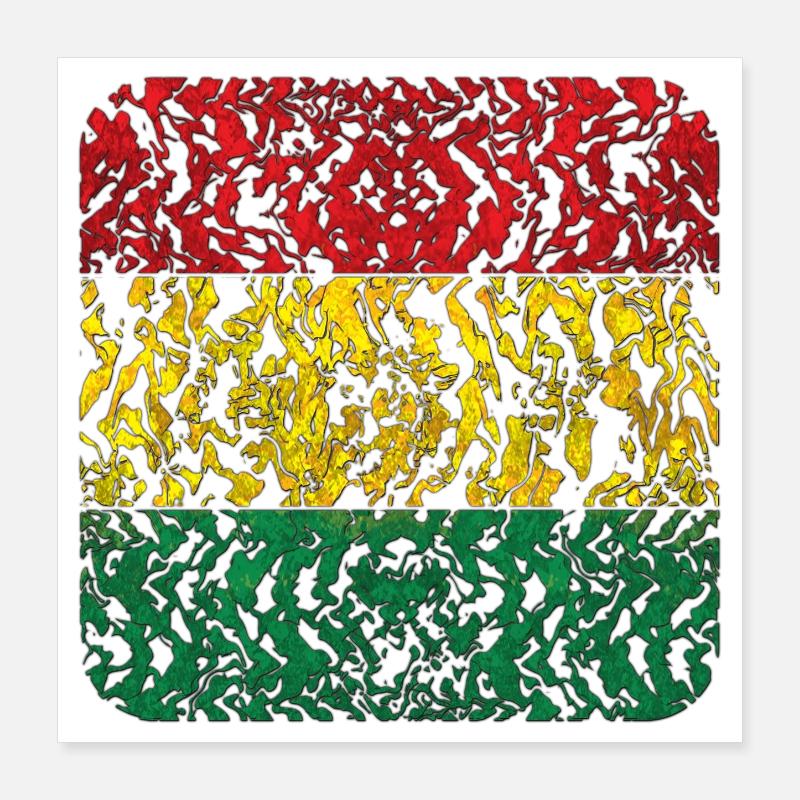 Motif Rasta abstrait en couleurs Poster 40 x 40 cm
