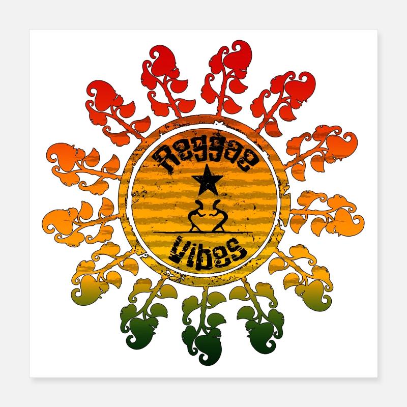 Hippie Peace Symbol in Sun Wheel Design Poster 16" x 16" (40x40 cm)