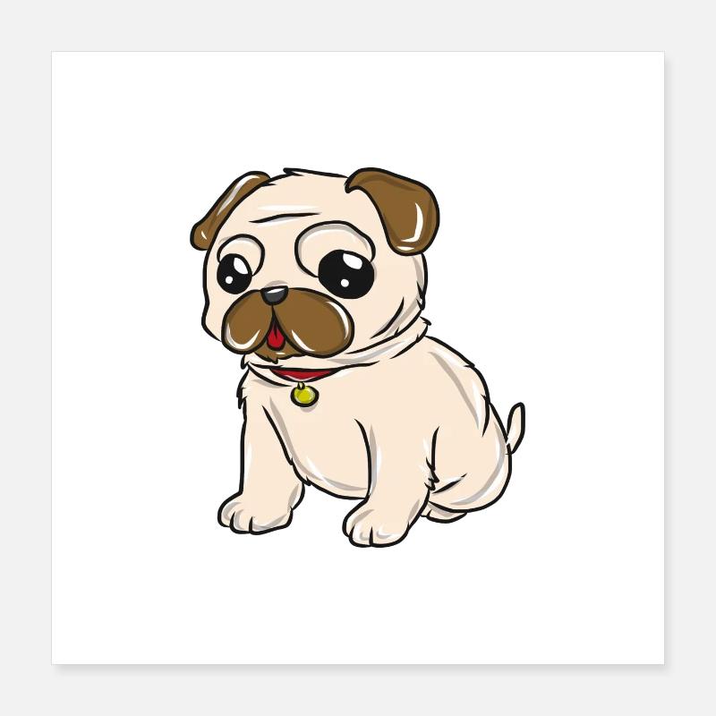 Hund Mops Poster 40x40 cm