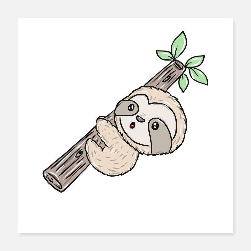 Faultier am Ast Poster 40x40 cm