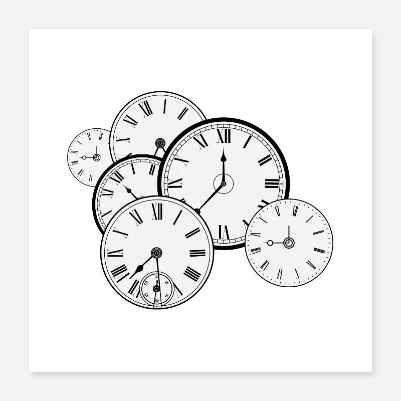 Wall clock retro Poster 16" x 16" (40x40 cm)