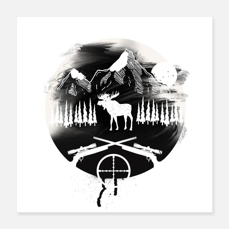 Hunter hunting elk Poster 16" x 16" (40x40 cm)