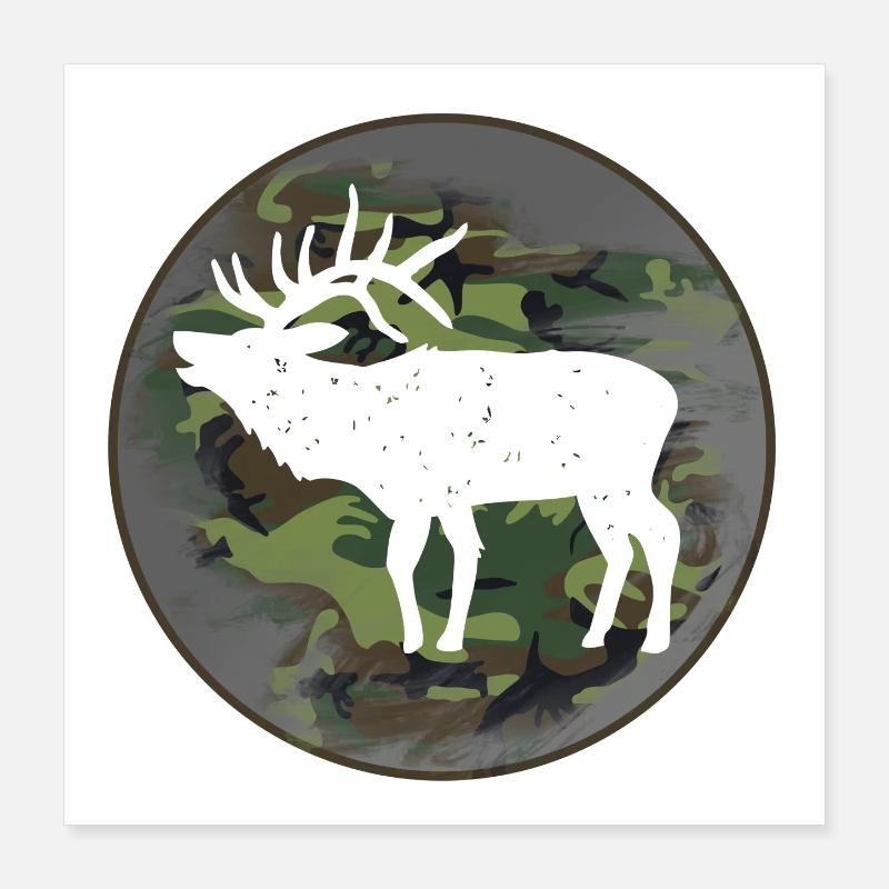 Hunter hunting elk Poster 16" x 16" (40x40 cm)