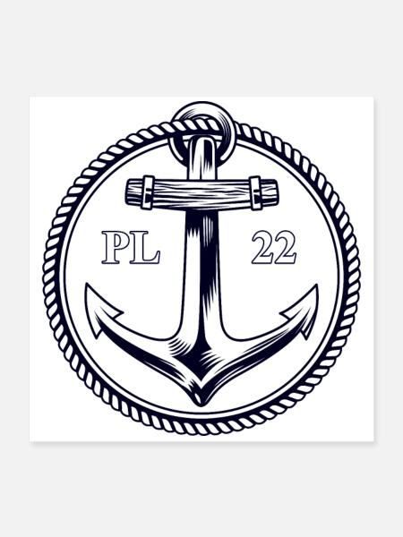 PL22 Marine Anchor - Poster 16" x 16" (40x40 cm) - white - Front