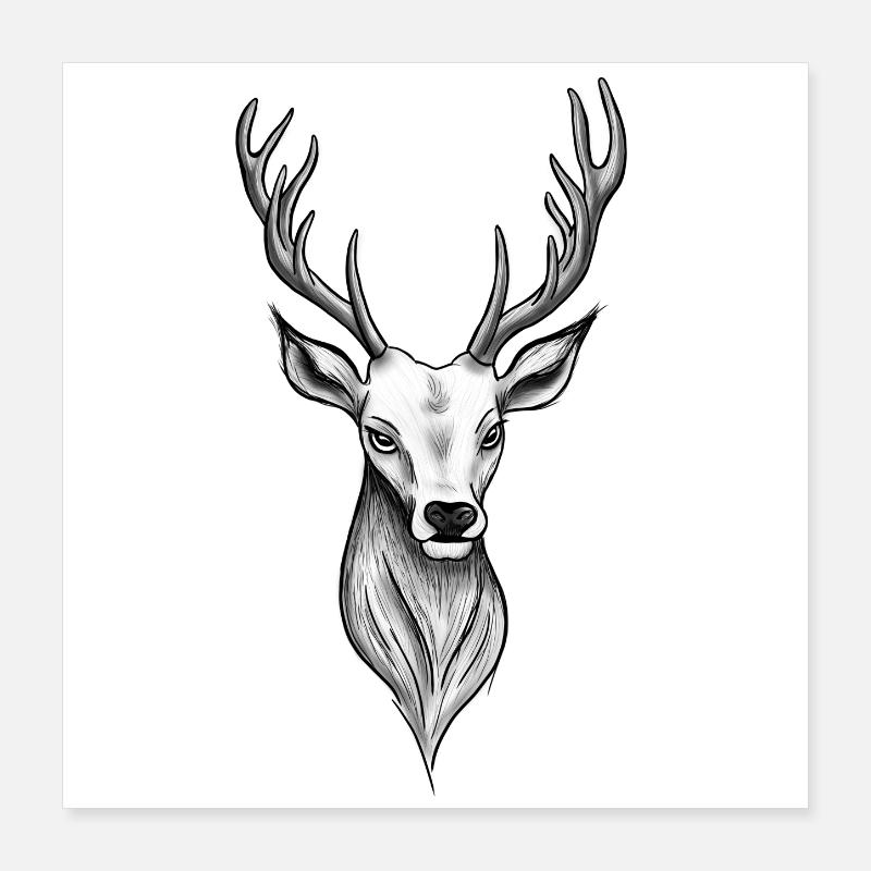 Hirsch Kopf Geweih Jäger Tracht Poster 40x40 cm