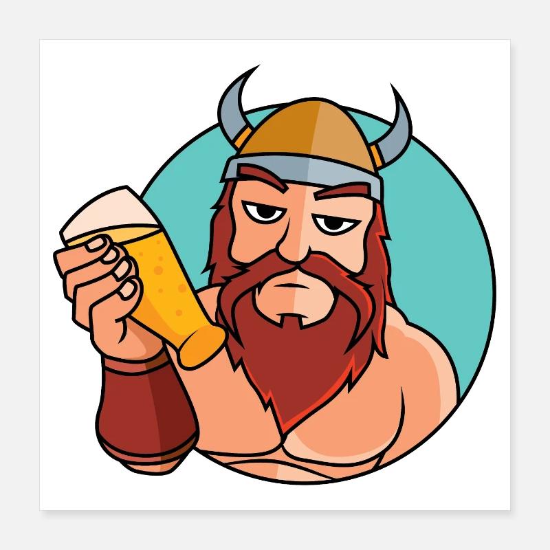 Vikings avec verre à bière Poster 40 x 40 cm