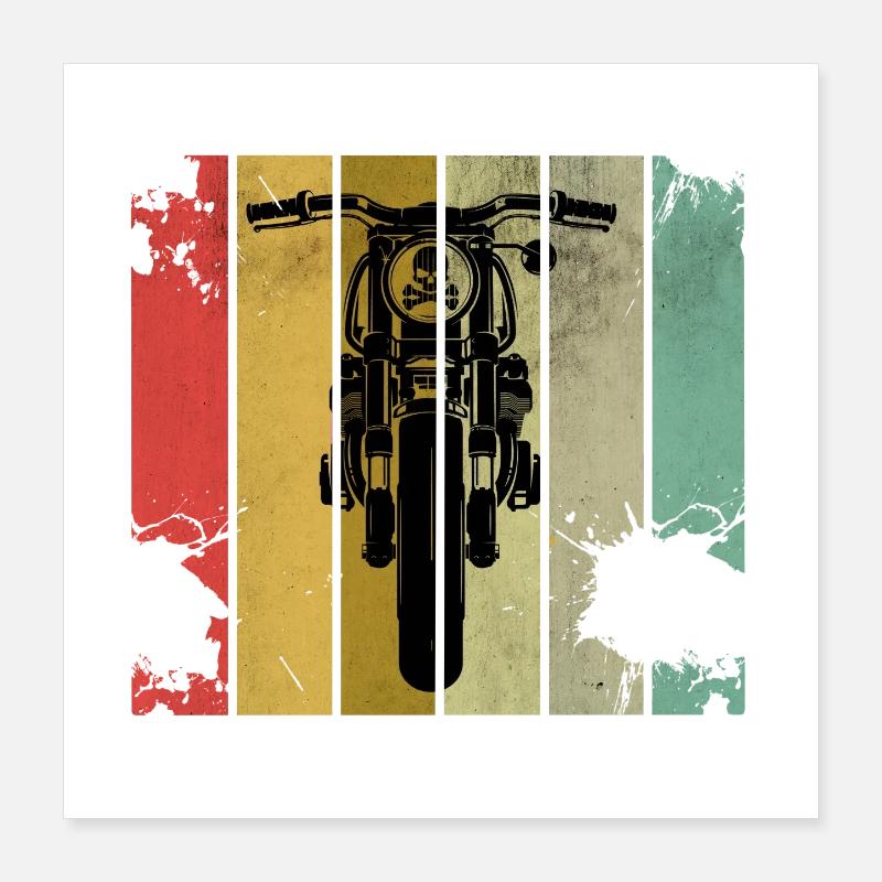 Motorcycle Biker Retro Poster 16" x 16" (40x40 cm)